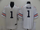 Chicago Bears #1 Justin Fields White Throwback 100th Vapor Limited Jersey