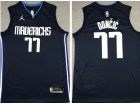 Jordan Dallas Mavericks #77 Luka Doncic Navy Blue Finished Jersey