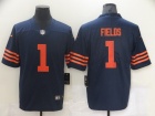 Chicago Bears #1 Justin Fields Blue with Orange Number Limited Jersey