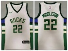 Nike Milwaukee Bucks #22 Khris Middleton White Basketball Jersey