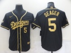 Nike Los Angeles Dodgers #5 Corey Seager 2021 Black Golden Cool Base Jersey