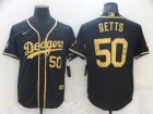 Nike Los Angeles Dodgers #50 Mookie Betts 2021 Black Golden Cool Base Jersey