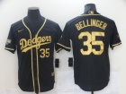 Nike Los Angeles Dodgers #35 Cody Bellinger 2021 Black Golden Cool Base Jersey