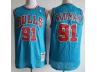 Chicago Bulls #91 Dennis Rodman Blue Pinstripes 1995-96 Throwback Jersey