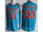 Chicago Bulls #33 Scottie Pippen Blue Pinstripes 1995-96 Throwback Jersey