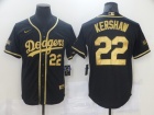 Nike Los Angeles Dodgers #22 Clayton Kershaw 2021 Black Golden Cool Base Jersey