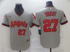 Nike Los Angeles Angels #27 Mike Trout Gray Pullover Jersey