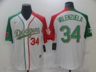 Nike Los Angeles Dodgers #34 Fernando Valenzuela White Mexican Heritage Night Cool Base Jersey