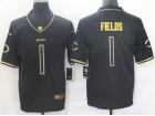 Chicago Bears #1 Justin Fields Black With Golden Number Salute to Service Limited Jersey