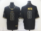 Atlanta Falcons #8 Kyle Pitts Black with Golden Name Limited Jersey