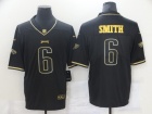 Philadelphia Eagles #6 DeVonta Smith Black with Golden Name Limited Jersey