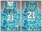 San Antonio Spurs #21 Tim Duncan Teal Galaxy Jersey