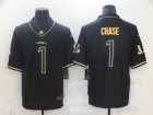 Cincinnati Bengals #1 Ja’Marr Chase Black with Golden Name Limited Jersey