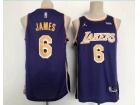 Jordan Los Angeles Lakers #6 Lebron James Purple Jersey