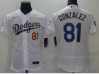 Nike Los Angeles Dodgers #81 Victor Gonzalez White/Gold 2021 Gold Program Flexbase Jersey