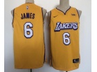 Los Angeles Lakers #6 Lebron James Yellow City Jersey