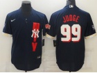 Nike New York Yankees #99 Aaron Judge Blue 2021 All Star Cool Base Jersey