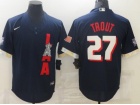 Nike Los Angeles Angels #27 Mike Trout Blue 2021 All Star Cool Base Jersey