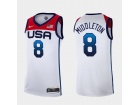 Team USA #8 Khris Middleton White 2021 Olympic Jersey