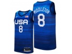 Team USA #8 Khris Middleton Blue 2021 Olympic Jersey