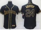 Nike Seattle Mariners #24 Ken Griffey Jr Black Golden Flexbase Jersey