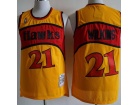 Atlanta Hawks #21 Dominique Wilkins Yellow Throwback Jersey