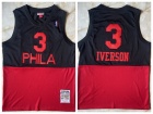 Philadelphia 76ers #3 IVERSON Red/Black Throwback Jersey