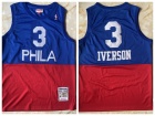 Philadelphia 76ers #3 IVERSON Blue/Red Throwback Jerseys