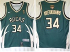 Nike Milwaukee Bucks #34 Giannis Antetokounmpo Green Earned Champion Jersey