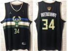 Jordan Milwaukee Bucks #34 Giannis Antetokounmpo Black Champion Jersey