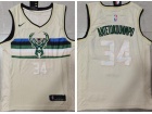 Nike Milwaukee Bucks #34 Giannis Antetokounmpo Cream 2021 City Jersey