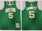 Boston Celtics #5 Kevin Garnett Green With Gold Number Throwback Jersey