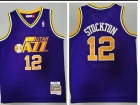 Utah Jazz #12 John Stockton Purple Throwback Jersey