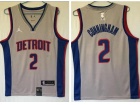 Jordan Detroit Pistons #2 Cade Cunningham Grey Jersey