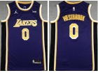 Jordan Los Angeles Lakers #0 Russell Westbrook Purple Jersey