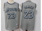 Los Angeles Lakers #23 Lebron James Grey Throwback Jersey