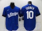 Nike Los Angeles Dodgers #10 Justin Turner Blue City Cool Base Jersey