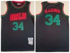 Houston Rockets #34 Hakeem Olajuwon Neapolitan Black Hardwood Classics Jersey