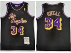 Los Angeles Lakers #34 Shaquille O'Neal Black Throwabck Jersey