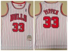 Chicago Bulls #33 Scottie Pippen White Pinstripes 1995-96 Throwback Jersey