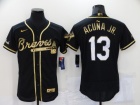 Nike Atlanta Braves #13 Ronald Acuna Jr. Black Golden Flexbase Jersey