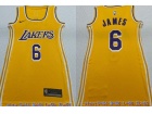 Nike Los Angeles Lakers #6 Lebron James Yellow Dress Jersey