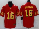 San Francisco 49ers #16 Joe Montana Red with Golden Number Limited Jersey