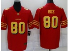 San Francisco 49ers #80 Jerry Rice Red with Golden Number Limited Jersey