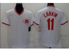 Nike Cincinnati Reds #11 Barry Larkin White Throwback Jersey