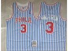 Philadelphia 76ers #3 Allen Iverson White Pinstrip Throwback Jersey