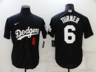 Nike Los Angeles Dodgers #6 Justin Turner Black Cool Base Jersey