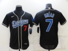 Nike Los Angeles Dodgers #7 Julio Urias Black with Blue Flexbase Jersey