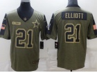 Dallas Cowboys #21 Ezekiel Elliott Green 2021 Salute To Service Jerse