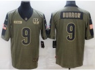 Cincinnati Bengals #9 Joe Burrow 2021 Green Salute To Service Jersey